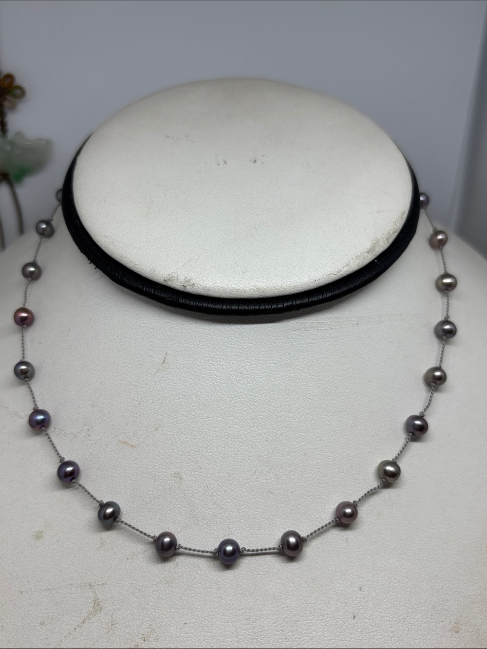 5mm cultured freshwater pearl tin cup necklace. Hand made on griffin cord